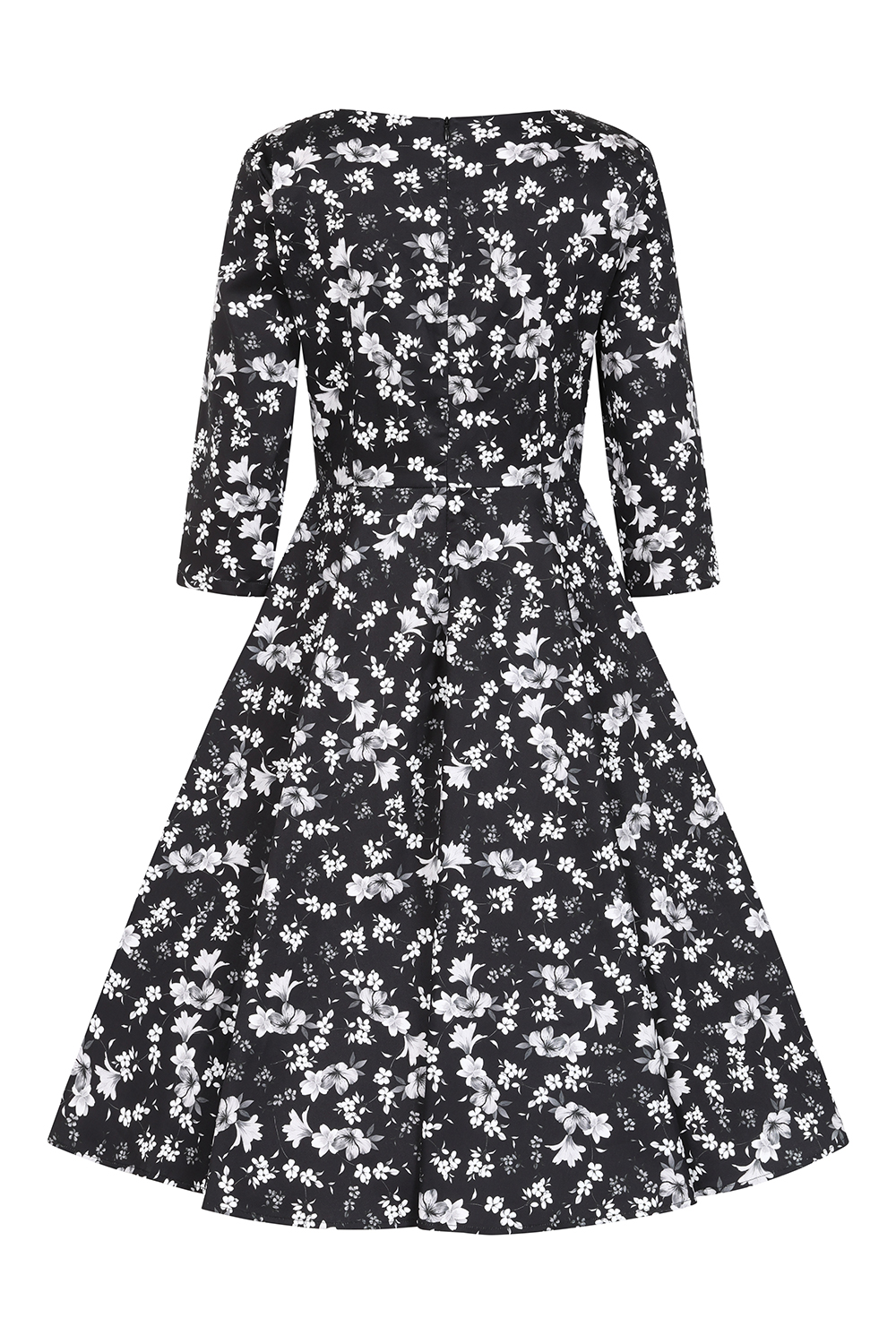 Suzy Monochrome Floral Swing Dress in Extended Sizing
